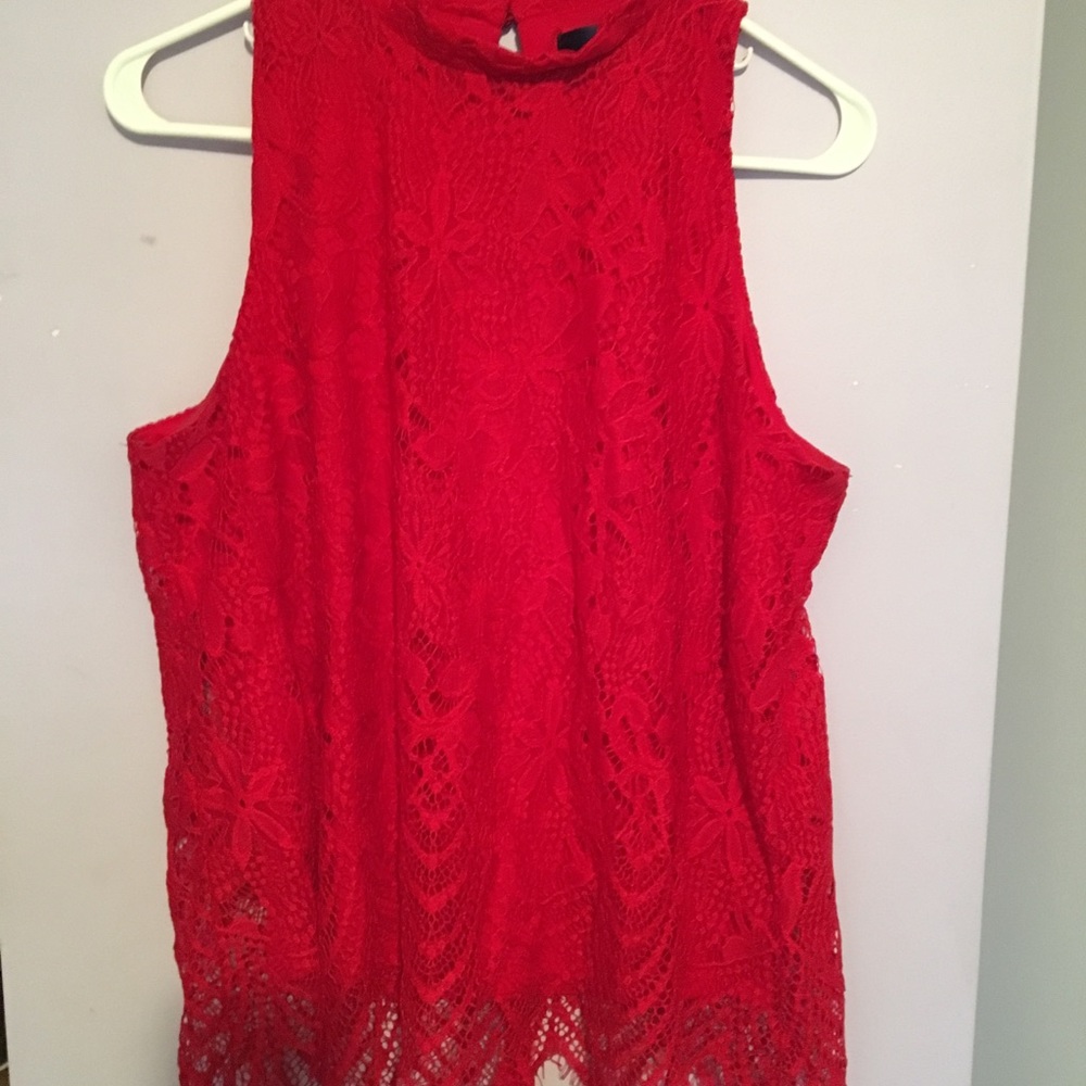 Francesca Sleeveless Lace Red Blouse